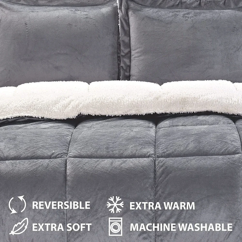 ⚡Cathay Home Ultimate Luxury Reversible Micromink & Sherpa Sz King Comforter Set